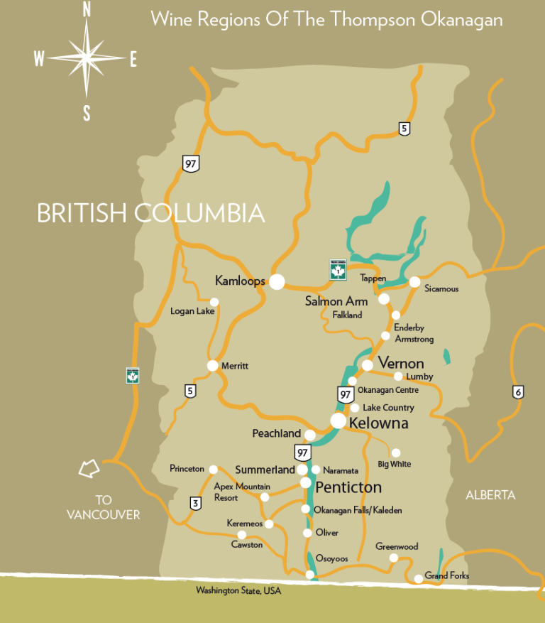 Thompson Okanagan Wine Region Map